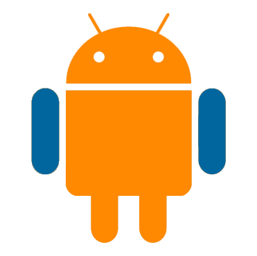 Roboter von Android in orange und blau