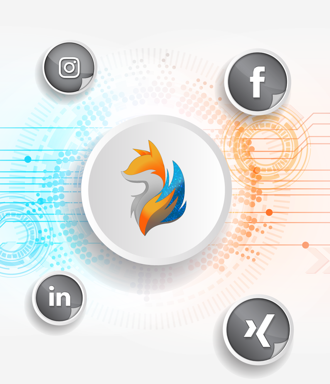 Übersicht Social Media Plattformen mit WappFoxx Logo