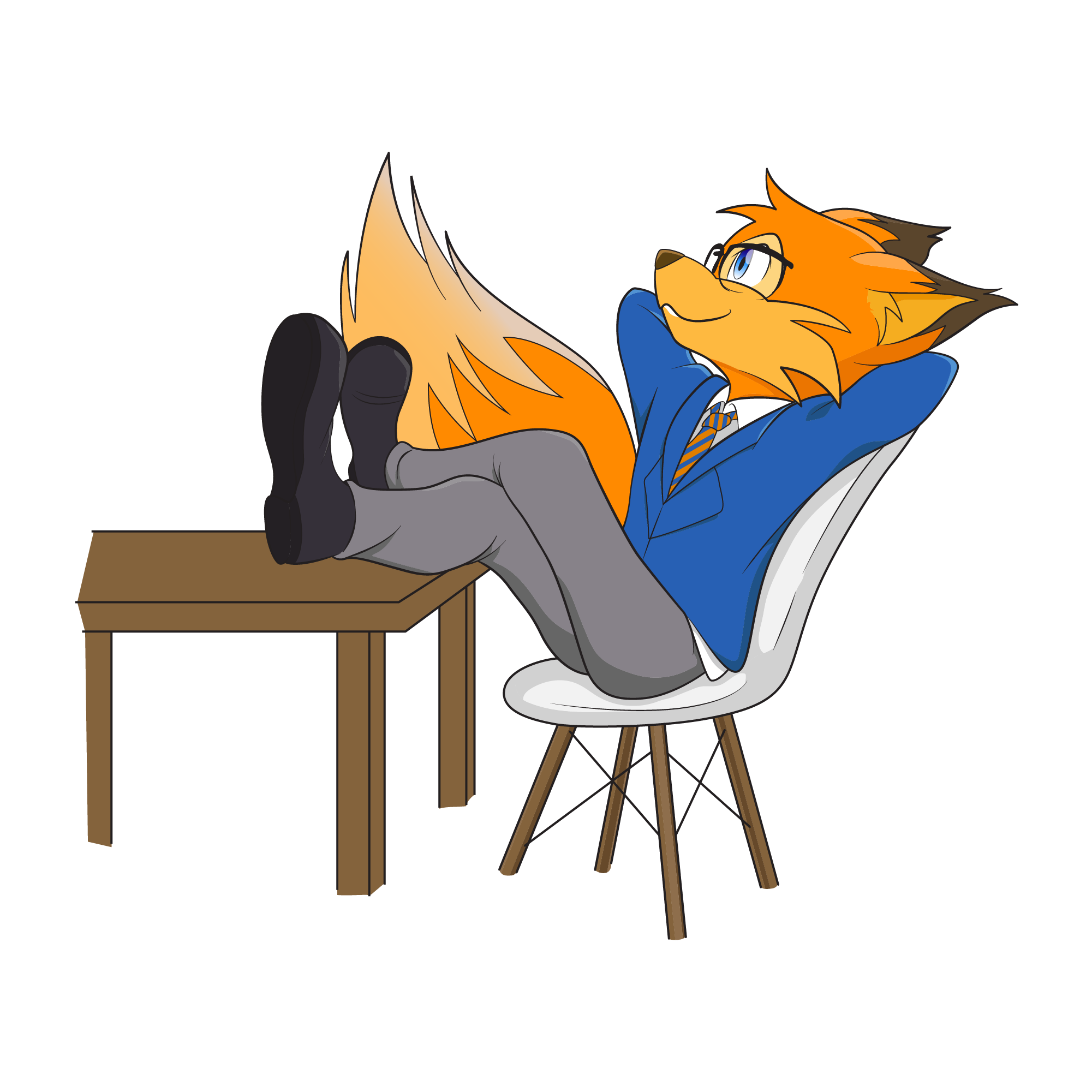 Sparfuchs sitzt entspannt auf einem Stuhl und schaut auf den einfachen Prozess bei WappFoxx